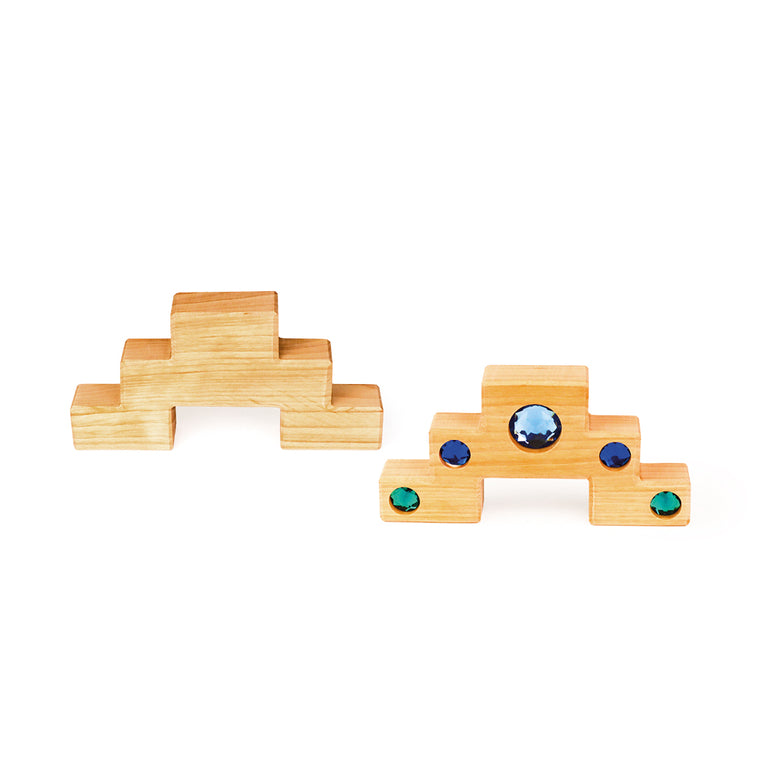 Bauspiel Escalier coloré en bois et cubes lumineuses - Lot de 16