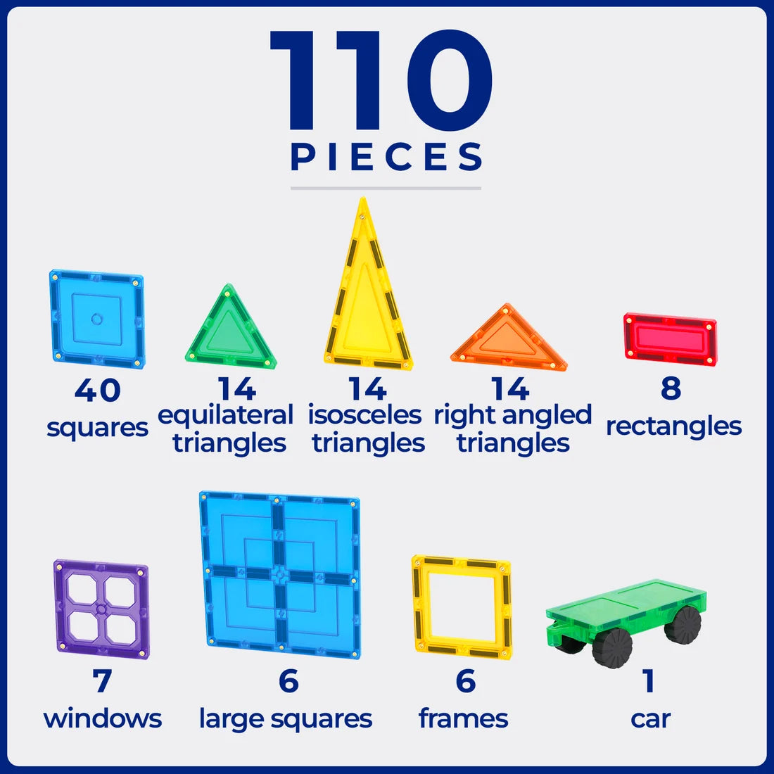 Pack de construction Jeu magnétique TileTek by Learn & Grow Toys - 110 pièces