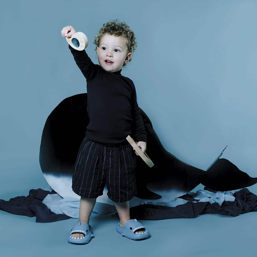 Petit Boum Jouet sensoriel en bois Baleine et son petit