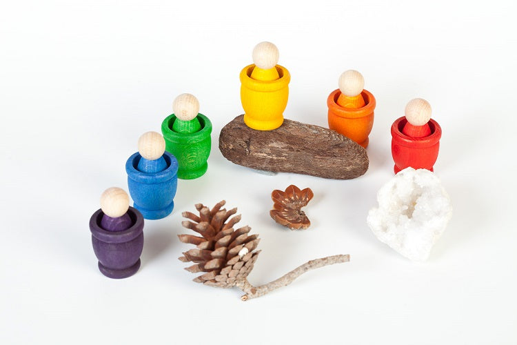 6 Nins et 6 Pots colorés avec couvercle Grapat