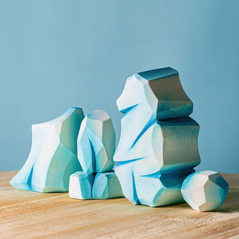 BumbuToys Rochers glacés en bois - Lot de 5