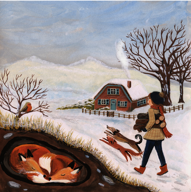 Carte à insérer pour la Lampe de saisons - Illustratrice E. Bennink - Fetching Wood