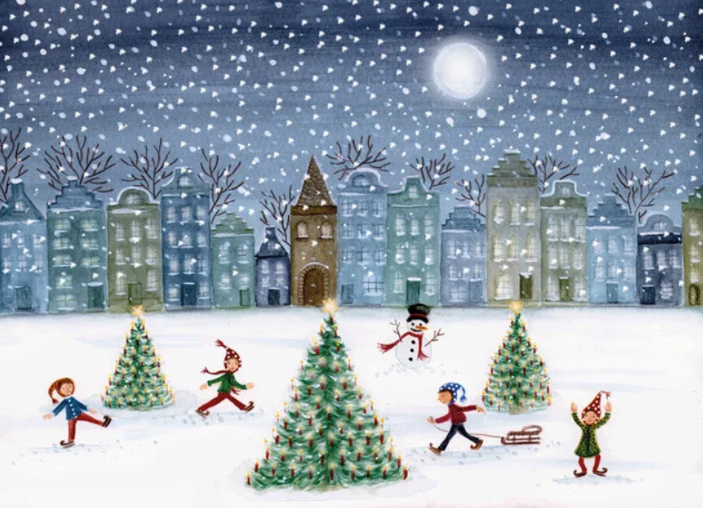 Carte postale Christmas Skating - Illustratrice Bijdehansje