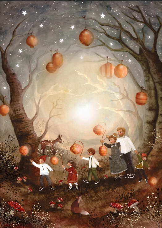 Carte postale Lantern Walk - Illustratrice Bijdehansje