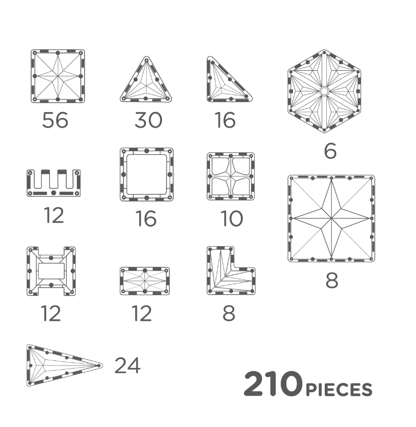Cleverclixx Mega Pack Pastel - Jeu magnétique 210 pièces