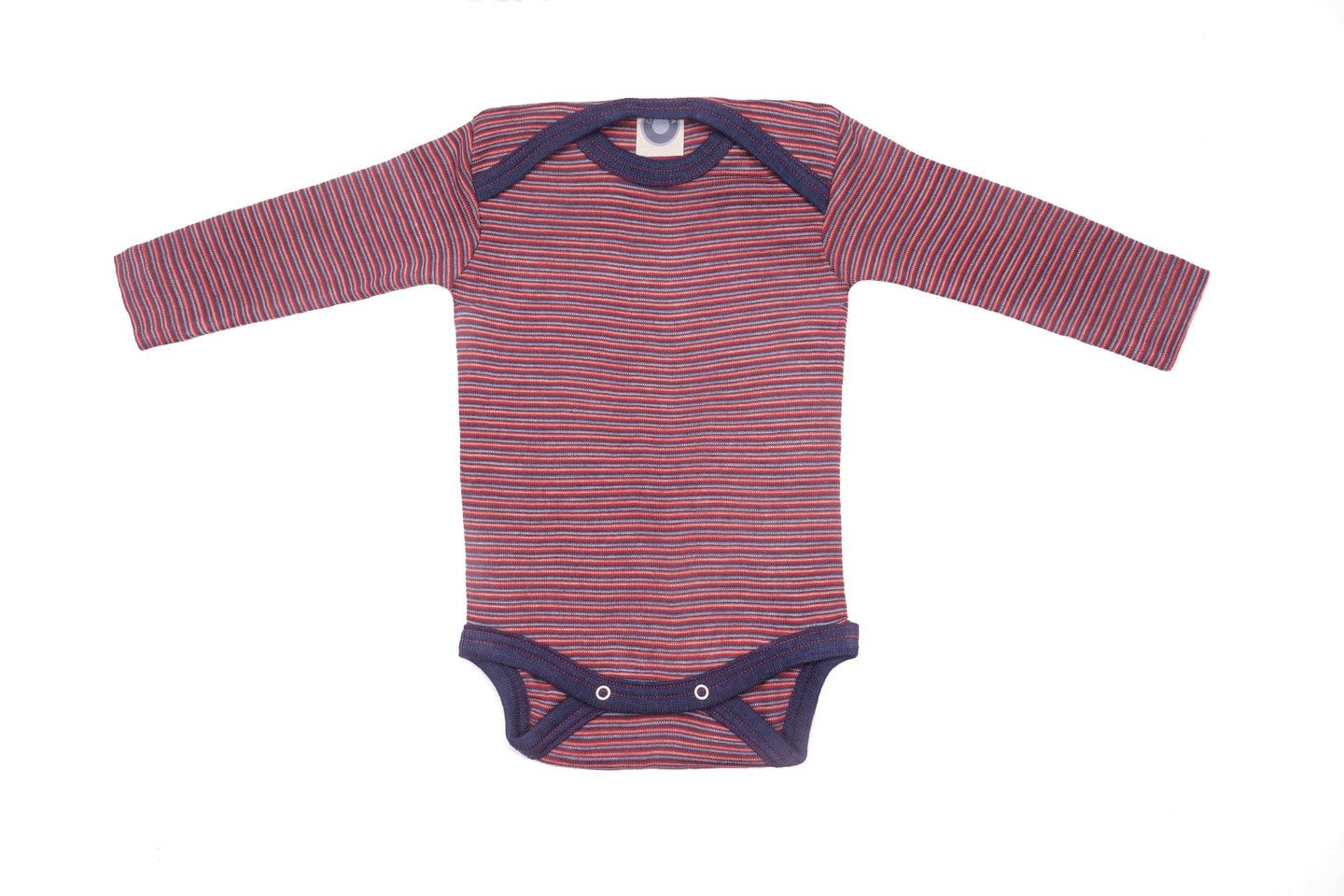 Cosilana Body manches longues laine/soie rouge/marine/naturel rayé
