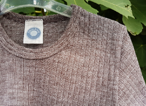 Cosilana T-shirt manches longues Enfant Marron chiné - Laine/soie/coton bio