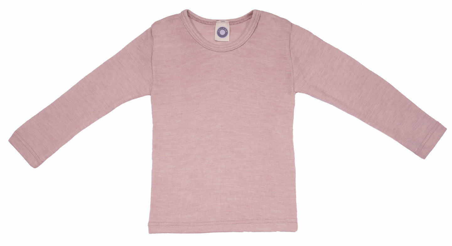 Cosilana T-shirt manches longues enfants Laine/soie rose chiné