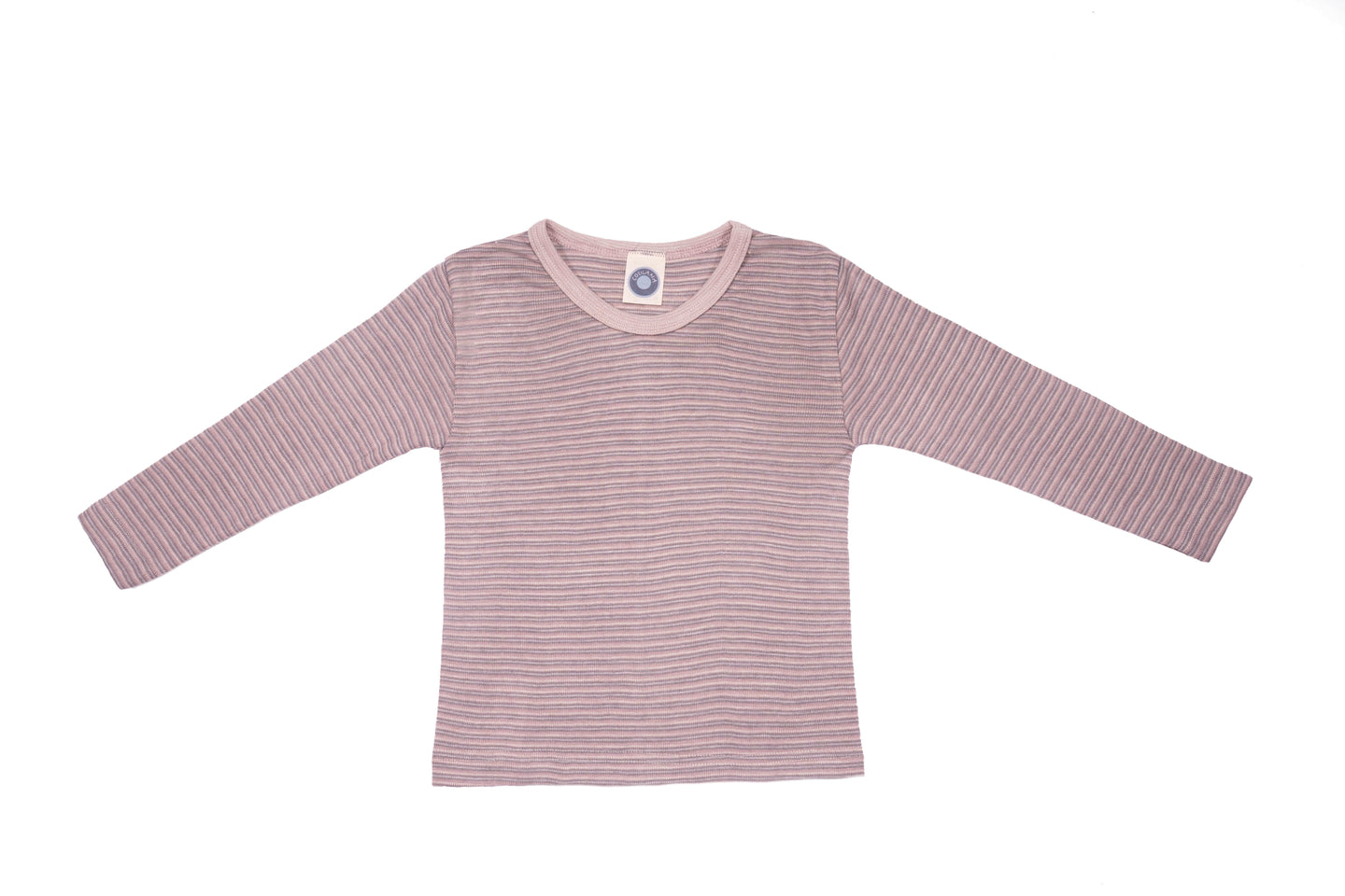 Cosilana T-shirt manches longues enfants Laine/soie rose/gris/naturel rayé