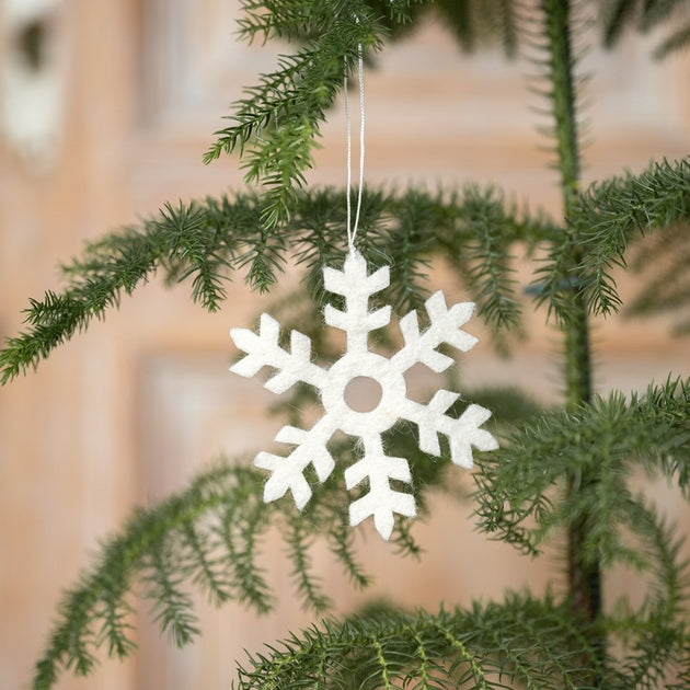 Suspension de Noël en feutrine de laine Flocon de neige - Lot de 10