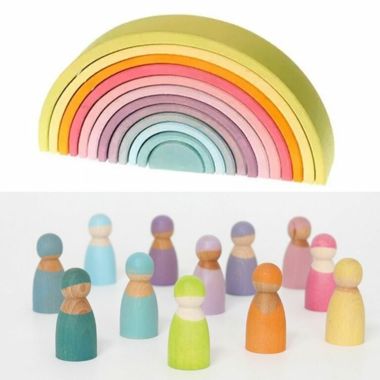Pack Jouets libres Grimm's Grand arc-en-ciel Pastel + les 12 amis