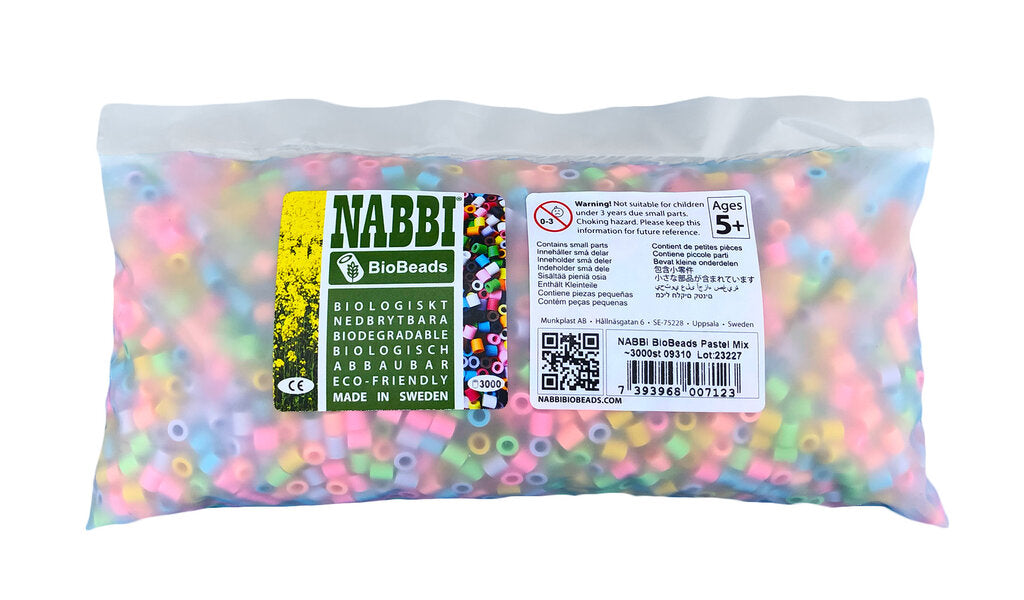 Nabbi BioBeads Perles à repasser Biodégradables 10 couleurs Pastel - Lot de 3000