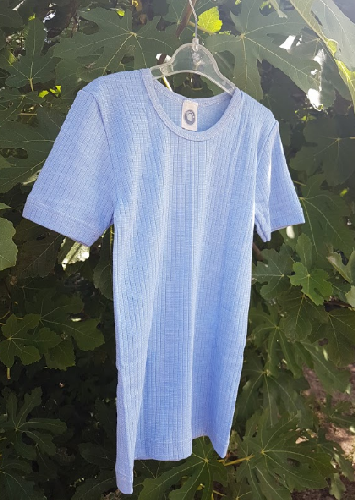 Cosilana T-shirt manches courtes Enfant Bleu ciel - Laine/Soie/Coton bio
