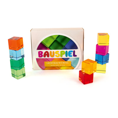 20 cubes translucides colorés Bauspiel