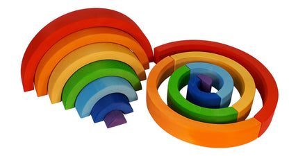 Bauspiel Arc-en-ciel en bois - 7 pièces
