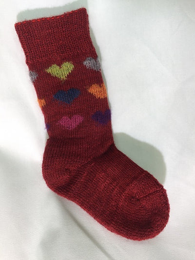 Chaussettes en laine Hirsch Enfant Rouge Coeurs
