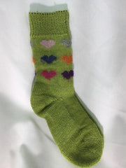Chaussettes en laine Hirsch Enfant Vert Cœurs