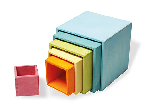 Grands cubes à empiler en bois Pastel - 6 Pièces Grimm's
