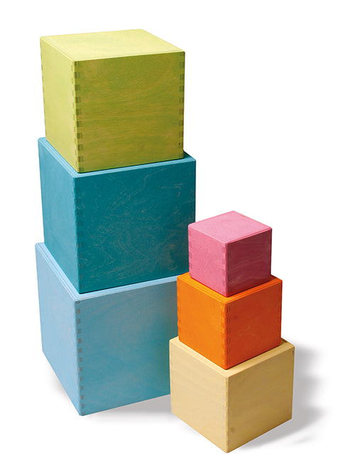 Grands cubes à empiler en bois Pastel - 6 Pièces Grimm's