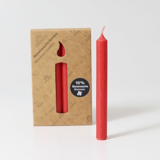 12 Bougies Rouge 10% Cire d'abeille GRIMM's