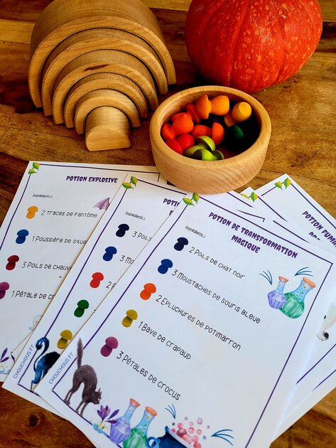Mes recettes de potions magiques - Cartes éducatives à imprimer - Champignons Grapat