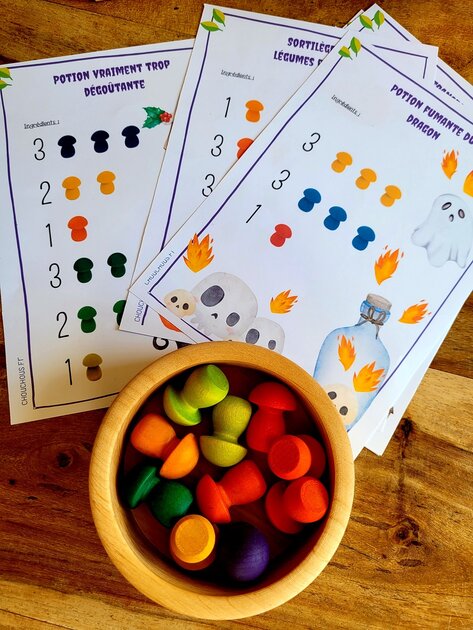 Mes recettes de potions magiques - Cartes éducatives à imprimer - Champignons Grapat
