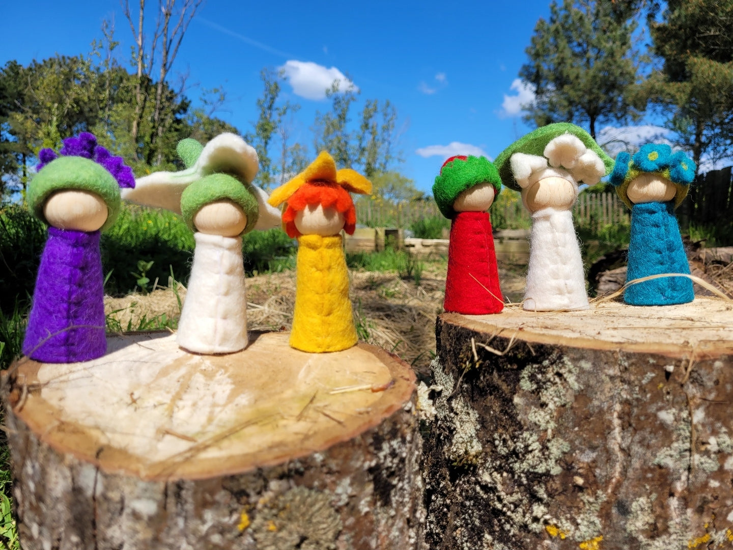 Enfants Fleurs en feutrine et bois L'été - Bauspiel