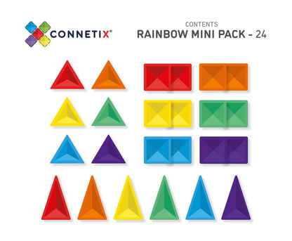 Connetix Jeu magnétique Mini pack Arc-en-ciel 24 pièces