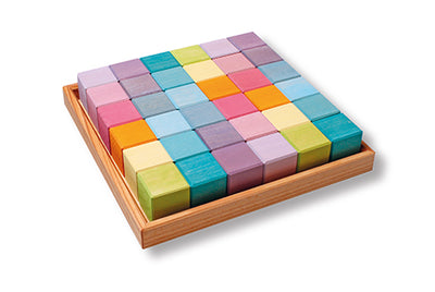 36 cubes de construction en bois - couleurs Pastel Grimm's