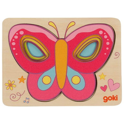 Puzzle à couches, papillon Rose GOKI