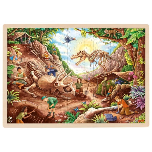 Goki Puzzle en bois Fouille dinosaures