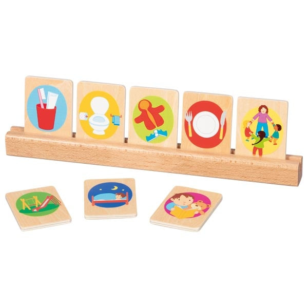 GOKI Cartes routines pour enfant, se repérer dans le temps - 22 cartes en bois