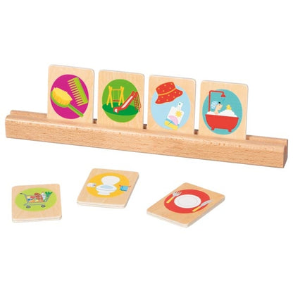 GOKI Cartes routines pour enfant, se repérer dans le temps - 22 cartes en bois