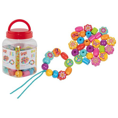 GOKI Set de perles en bois Flower Power Ø= 2 cm