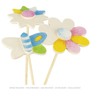 Décorations fleurs et papillons en bois à colorier GOKI