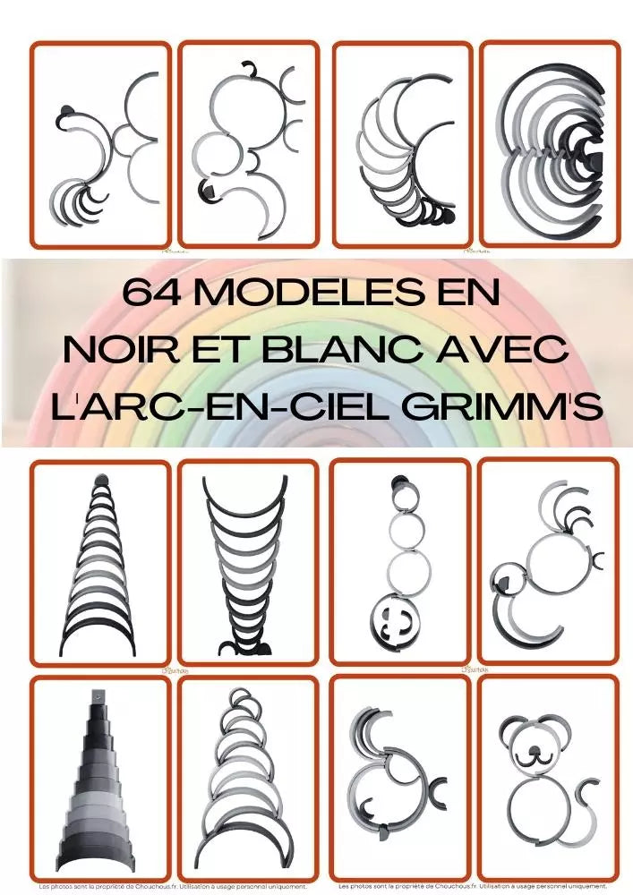 Téléchargez la version noir et blanc des 64 modèles de construction Grimm's.