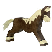 Cheval, marchant, marron foncé Holztiger