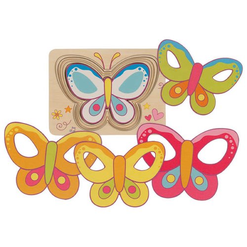 Puzzle à couches, papillon Rose GOKI