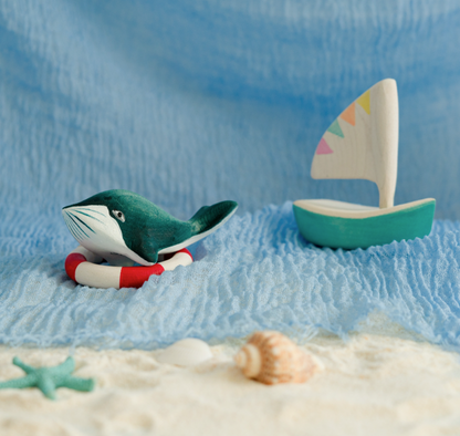 BumbuToys Figurine en bois pour couronne de célébration Baleine