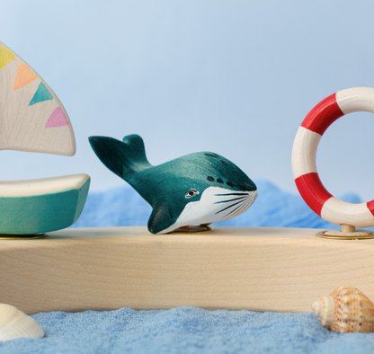 BumbuToys Figurine en bois pour couronne de célébration Baleine