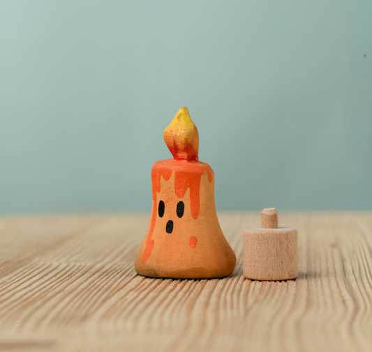 BumbuToys Figurine en bois pour couronne de célébration Bougie Orange magique