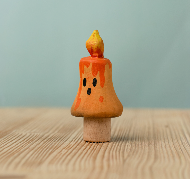 BumbuToys Figurine en bois pour couronne de célébration Bougie Orange magique