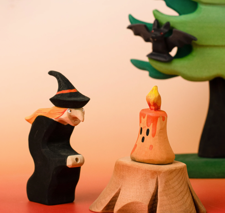 BumbuToys Figurine en bois pour couronne de célébration Bougie Orange magique