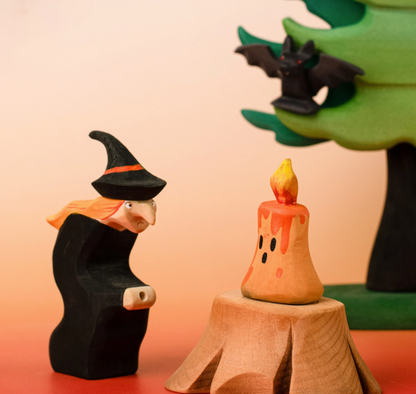 BumbuToys Figurine en bois pour couronne de célébration Bougie Orange magique