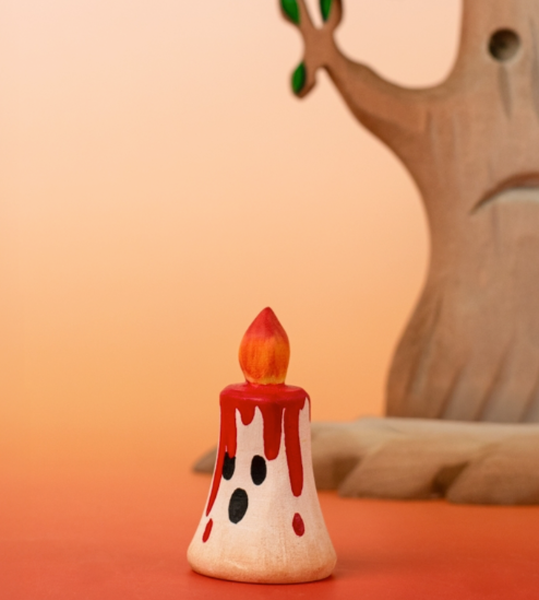 BumbuToys Figurine en bois pour couronne de célébration Bougie Rouge magique
