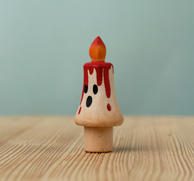 BumbuToys Figurine en bois pour couronne de célébration Bougie Rouge magique