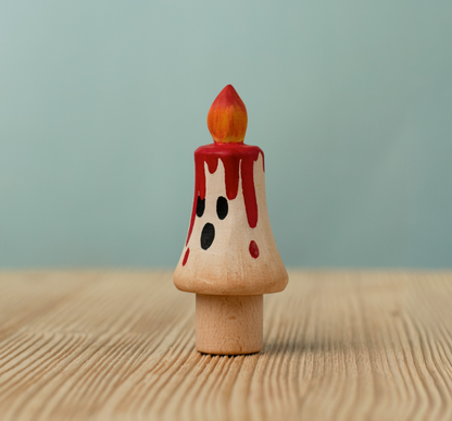 BumbuToys Figurine en bois pour couronne de célébration Bougie Rouge magique