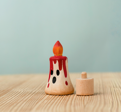 BumbuToys Figurine en bois pour couronne de célébration Bougie Rouge magique