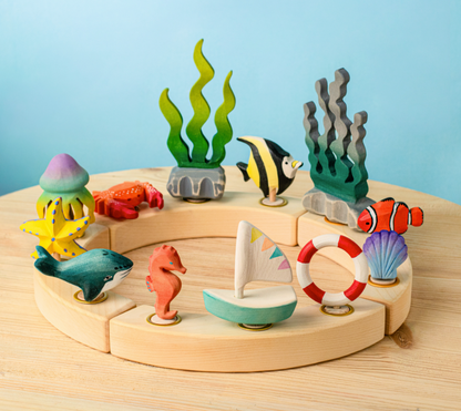 BumbuToys Figurine en bois pour couronne de célébration Hippocampe