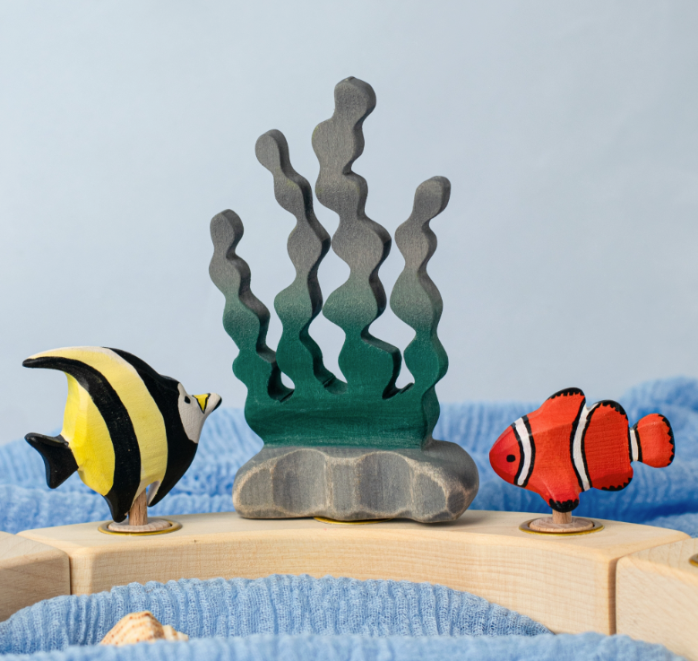 BumbuToys Figurine en bois pour couronne de célébration Poisson-clown